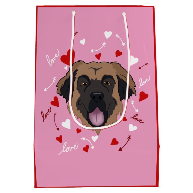 Sac Cadeau Moyen Jour Leonberger Valentines (Dos)