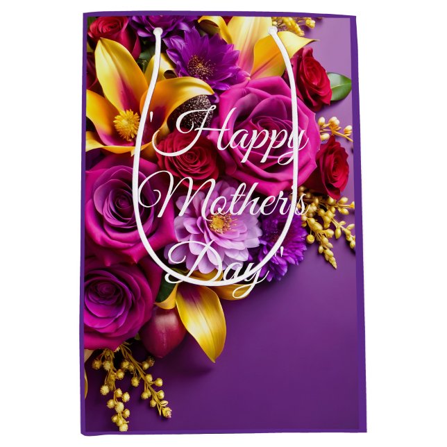 Sac Cadeau Moyen Joyeuse fête des Mères  (A blooming way to say "Happy Mother's Day")