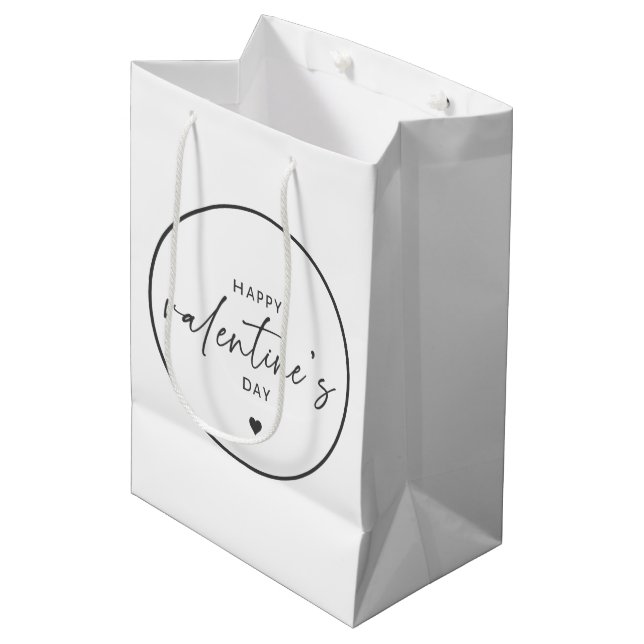Sac Cadeau Moyen Joyeuse Saint-Valentin élégante typographie script (Devant Angle)