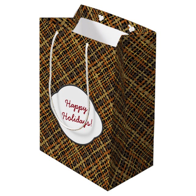Sac Cadeau Moyen Joyeuses vacances Rough Graphic Burlap (Dos Angle)
