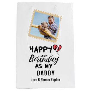 Sac Cadeau Moyen Joyeux 1er anniversaire comme mon papa Photo perso