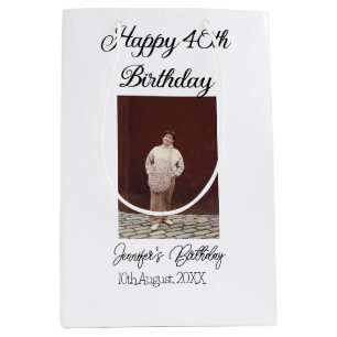 Sac Cadeau Moyen Joyeux 40e anniversaire photo moderne simple