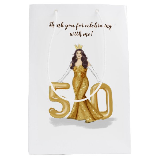 Sac Cadeau Moyen joyeux 50e anniversaire (Devant)