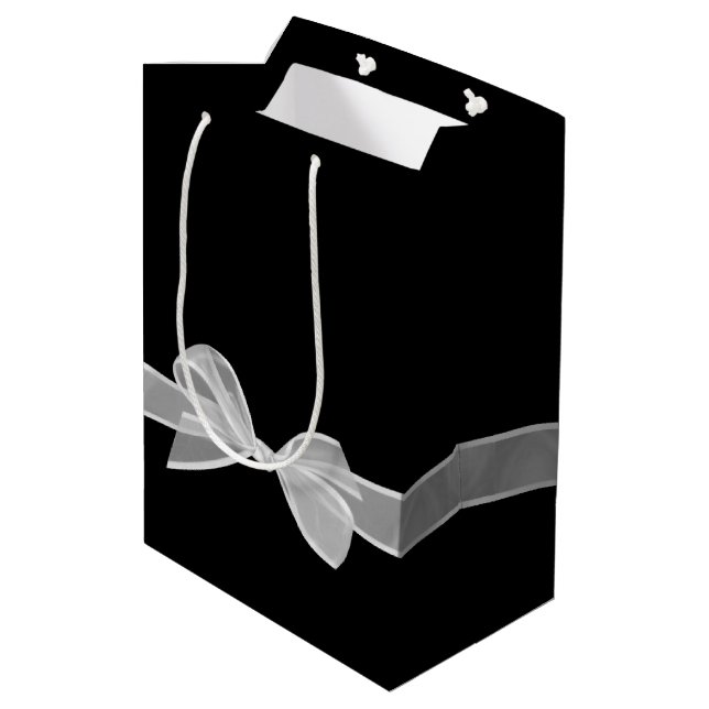 Sac Cadeau Moyen Joyeux 65e anniversaire Bow sur noir (Dos Angle)