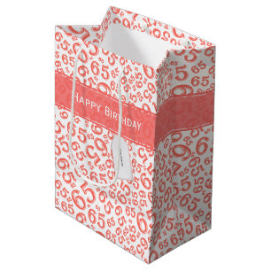 Sac Cadeau Moyen Joyeux 65e anniversaire Motif du numéro de corail
