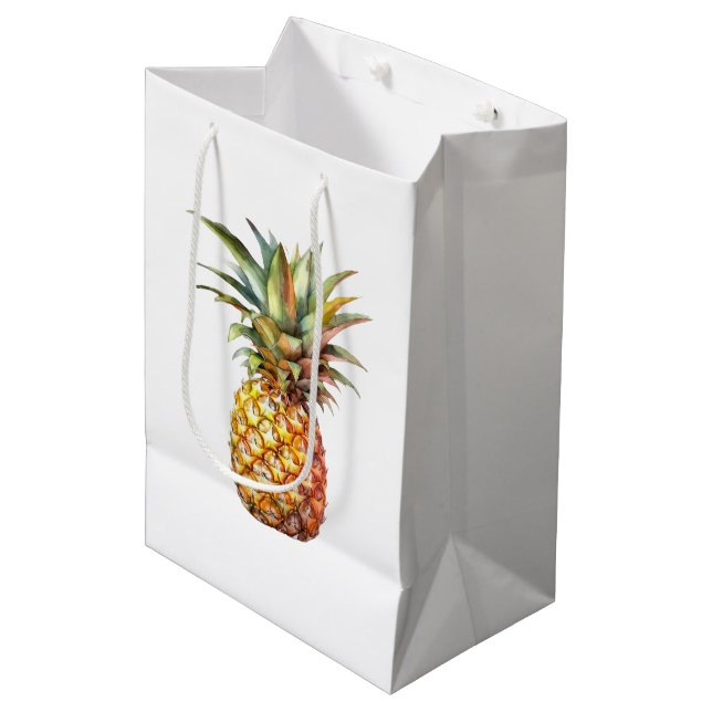 Sac Cadeau Moyen Joyeux ananas tropicaux (Devant Angle)