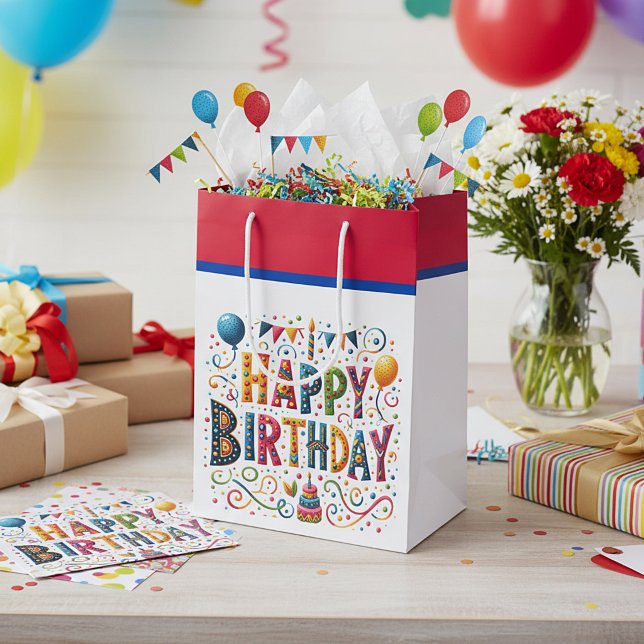 Sac Cadeau Moyen Joyeux Anniversaire (Créateur téléchargé)