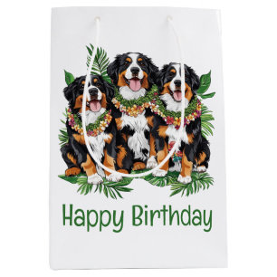 Sac Cadeau Moyen Joyeux anniversaire aux chiens de montagne bernois
