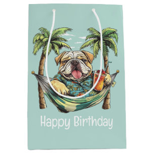 Sac Cadeau Moyen Joyeux Anniversaire Bouledogue Anglais En Haut Haw