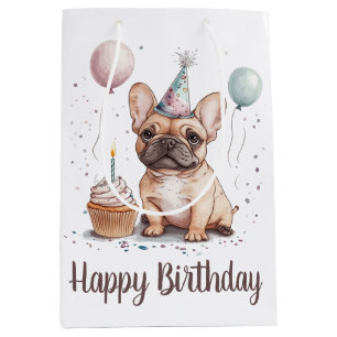 Sac Cadeau Moyen Joyeux Anniversaire Bouledogue Français