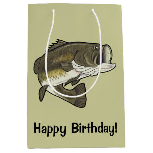 Sac Cadeau Moyen Joyeux anniversaire de basse de large ouverture