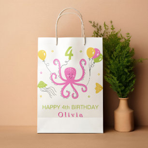 Sac Cadeau Moyen Joyeux anniversaire de poulpe