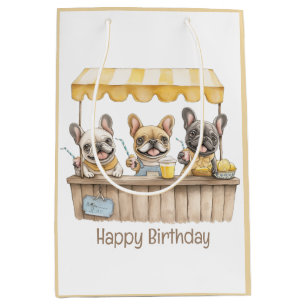 Sac Cadeau Moyen Joyeux Anniversaire French Bulldogs Stand de Lemon