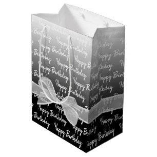 Sac Cadeau Moyen Joyeux Anniversaire Gradient Avec Bow Blanc
