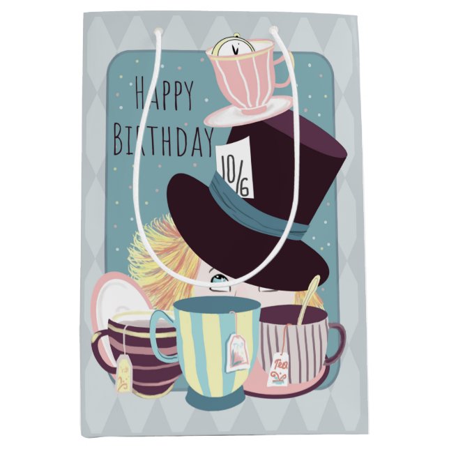 Sac Cadeau Moyen     Joyeux anniversaire Mad Hatter Tea Party (Devant)