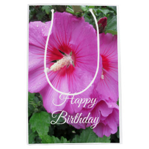 Sac Cadeau Moyen Joyeux anniversaire Rose rose de Sharon Flower Pho