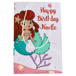 Sac Cadeau Moyen Joyeux anniversaire ! Sirène noire sous la mer