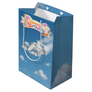 Sac Cadeau Moyen Joyeux anniversaire voiture de course, nuage, gi m