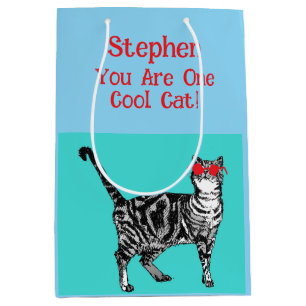 Sac Cadeau Moyen Joyeux anniversaire Vous Cool Tabby Chat Mens Mari
