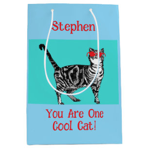 Sac Cadeau Moyen Joyeux anniversaire Vous Cool Tabby Chat Mens Mari