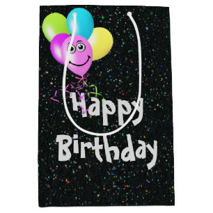 Sac Cadeau Moyen Joyeux Ballons D'Anniversaire En Parties scintilla