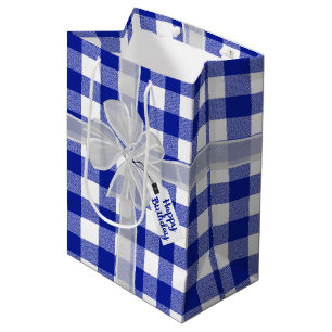Sac Cadeau Moyen Joyeux Bow Anniversaire Sur Plaid