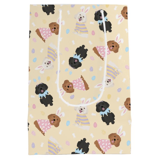 Sac Cadeau Moyen Joyeux Chiens de Pâques (Dos)