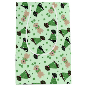 Sac Cadeau Moyen Joyeux Chiens du Labrador Jour de la Saint Patrick