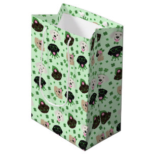 Sac Cadeau Moyen Joyeux Chiens du Labrador Jour de la Saint Patrick