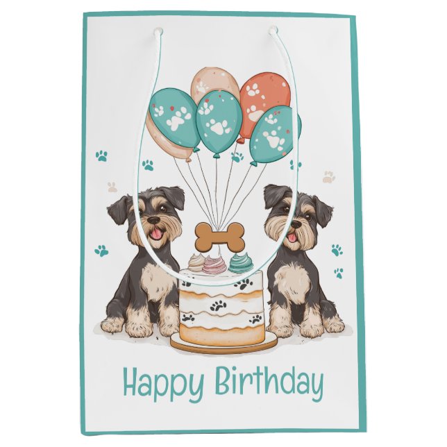 Sac Cadeau Moyen Joyeux Chiens Schnauzer (Devant)