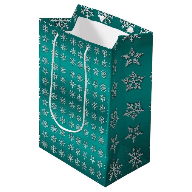 Sac Cadeau Moyen Joyeux flocon de neige de Noël (Devant Angle)