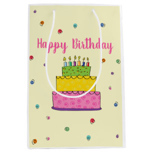 Sac Cadeau Moyen Joyeux gâteau d'anniversaire bougie Whimsical