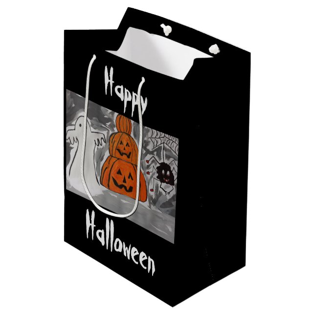 Sac Cadeau Moyen Joyeux Halloween (Devant Angle)