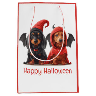 Sac Cadeau Moyen Joyeux Halloween Dachshund Chiens Devil Bat