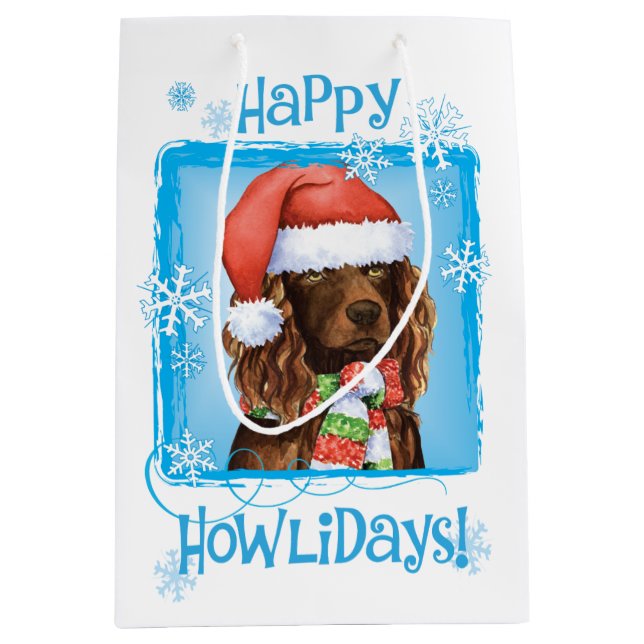 Sac Cadeau Moyen Joyeux Howlidays Boykin Spaniel (Devant)