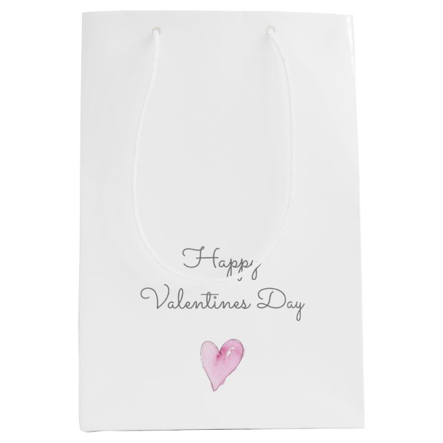 Sac Cadeau Moyen JOYEUX JOUR VALENTINES Coeur rose Doux Amour (Devant)