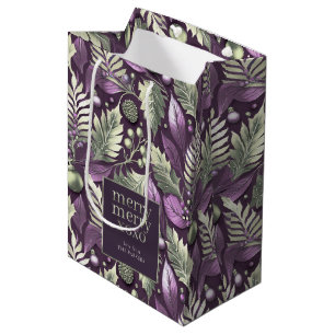 Sac Cadeau Moyen Joyeux Motif de Noël vert violet #22 ID1009