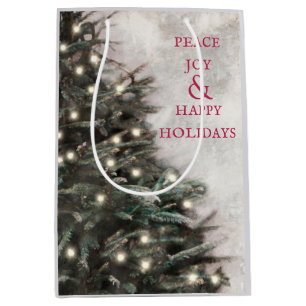 Sac Cadeau Moyen Joyeux Noël Arbre de Noël Paix Joie