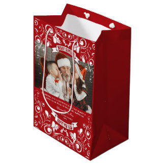 Sac Cadeau Moyen Joyeux Noël Art Nouveau Floral Photo