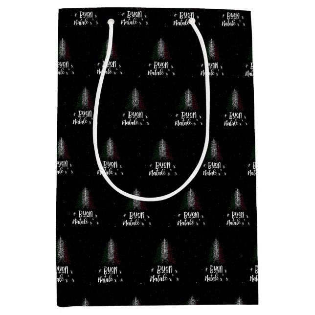 Sac Cadeau Moyen Joyeux Noël avec drapeau d'Italie (Devant)