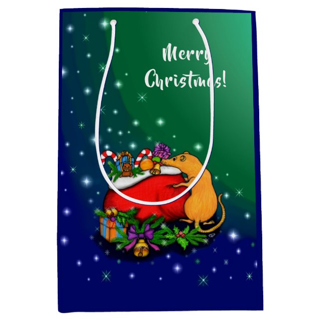 Sac Cadeau Moyen Joyeux Noël avec Rat Prince (Devant)