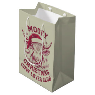 Sac Cadeau Moyen Joyeux Noël Club de l'Amant de Vache Occidental Xm
