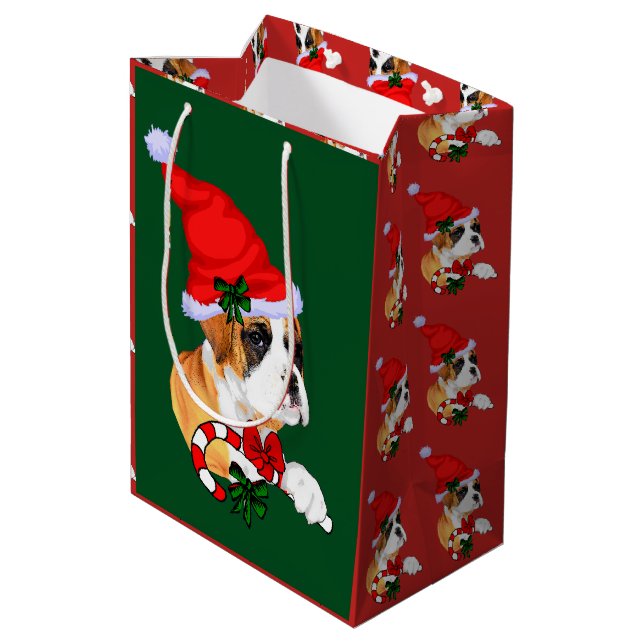 Sac Cadeau Moyen Joyeux Noël de chien de boîte (Dos Angle)