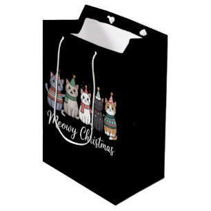 Sac Cadeau Moyen Joyeux Noël et bonne année chat amoureux de chat X