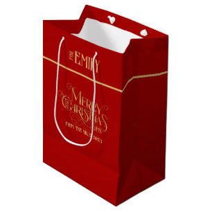Sac Cadeau Moyen Joyeux Noël Gold Fancy Typographie