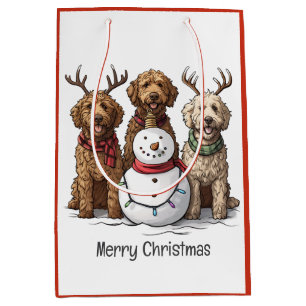 Sac Cadeau Moyen Joyeux Noël Goldendoodle Chiens