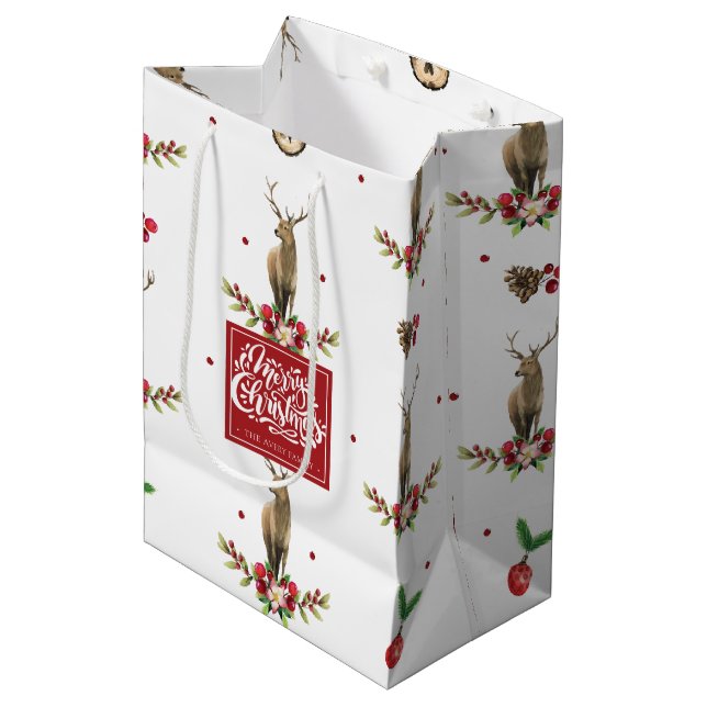 Sac Cadeau Moyen Joyeux Noël hiver Idyll Motif personnalisé (Devant Angle)