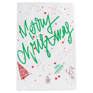 Sac Cadeau Moyen Joyeux Noël lettrage et fêtes de Noël au pain d'ép