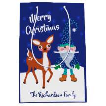 Joyeux Noël Minuit Bleu Cerf Gnome