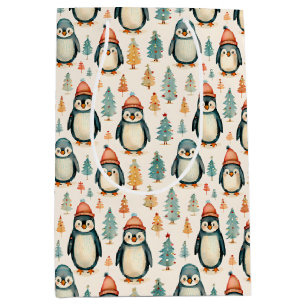 Sac Cadeau Moyen Joyeux Noël Noël des pingouins vintages